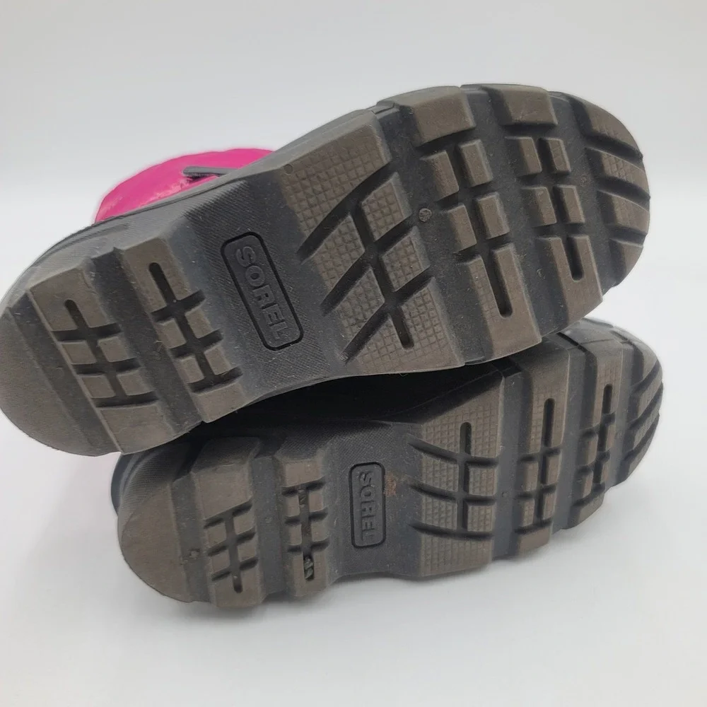 Sorel Yoot Pac Nylon Pink Black Waterproof Winter Snow Boots Kids Sz3 NY1965-684